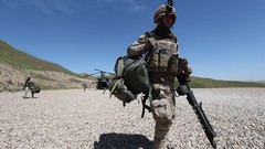 War dust fight patrol Spanish gravel combat infantry NATO 