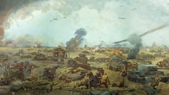 War explosions soldiers paintings tanks World War II artwork