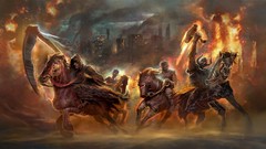 War Horses flames cities fantasy art