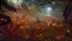 War magic wings Monsters demons battles artwork fantasy art 