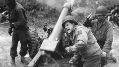 War Men soldiers shooting artillery American monochrome 