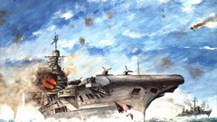 War military Navy battles artwork aircraft carriers.