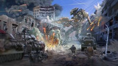 War Robots ruins combat artwork futuristic mecha