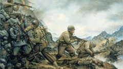 War soldiers American German battlefield