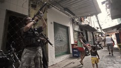 War weapons Guns children police alley slum Rio de Janeiro 