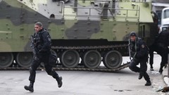 War weapons Guns police running slum military Rio de Janeiro 