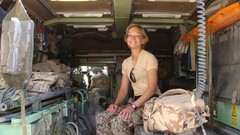 War woman Army Denmark soldiers military patrol sitting blondes 