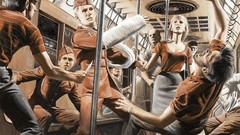 War woman Guns artist paintings Adventure Mort Kunstler