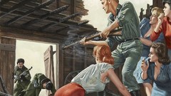 War woman Guns artist paintings Adventure Mort Kunstler