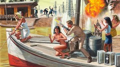 War woman Guns soldiers artist paintings Adventure Mort Kunstler