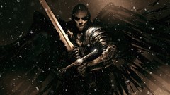 Warriors Swords fantasy art snowing