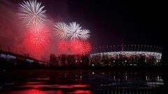 Warsaw Poland fireworks stadium rivers soccer Polish Vistula 