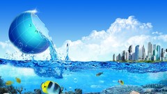 Water abstract cityscapes buildings