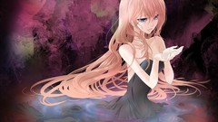Water abstract dress wet pink hair long hair anime girls blue 