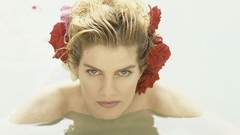 Water Actress blondes blue eyes hair ornaments pink lipstick 