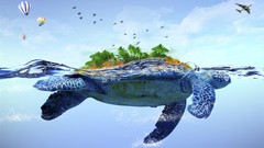 Water Aircraft Islands turtles fantasy art hot air balloons 