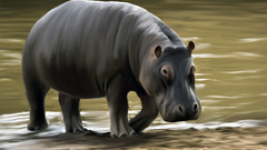 Water Animals hippopotamus artwork