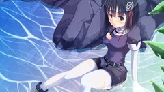 Water Anime clothes anime girls short hair pantyhose black hair 