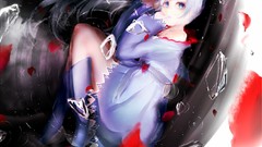 Water Anime dress Taiwan white hair belts long hair anime girls 