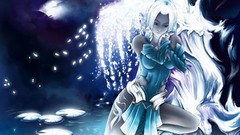 Water Anime dress white hair long hair anime girls blue eyes