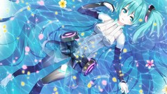 Water anime girls hatsune miku vocaloid miku append aqua hair 