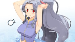 Water anime girls ponytails