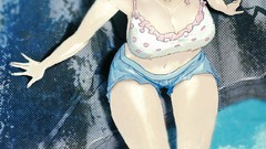 Water Anime hats anime girls huke steins gate cleavage bikini 
