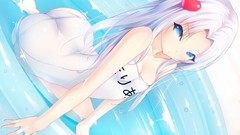 Water Anime Hearts wet long hair anime girls blue eyes boku wa 