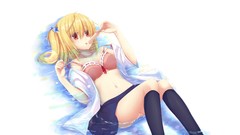 Water Anime ice cream wet blondes anime girls bra ecchi 