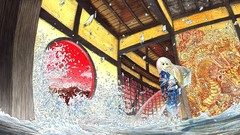 Water Anime Japanese Manga white hair kimono drake asians long 