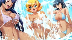 Water Anime long hair anime girls bikini