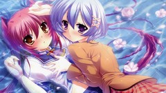 Water Anime long hair anime girls brown eyes school uniforms 