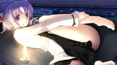 Water Anime pink hair barefoot anime girls blue eyes