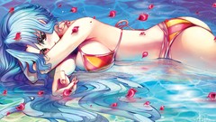 Water Anime red eyes blue hair anime girls blue eyes ecchi 