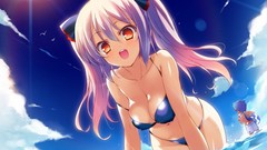 Water Anime red eyes blue hair pink hair long hair anime girls 