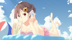 Water Anime red eyes long hair anime girls brown eyes short 