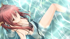 Water Anime wet long hair anime girls ecchi cleavage bikini 