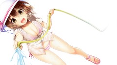 Water Anime white background hats anime girls brown eyes 