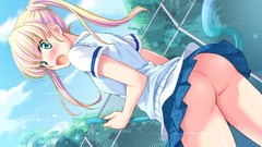 Water ass blondes skirts blush open mouth twintails