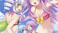 Water ass ships Neptune white hair red eyes pink hair long hair 