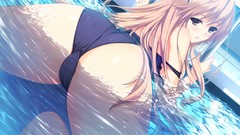 Water ass wet long hair brown eyes hentai school swimsuits