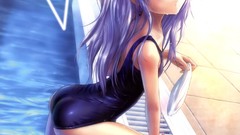 Water ass wet white hair water drops blush long hair barefoot 