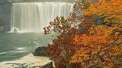 Water autumn waterfalls rivers