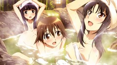 Water bamboo bathing wet water drops outdoors blush long hair 