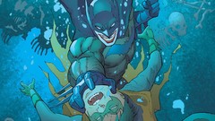 Water Batman fight smiling robin dc comics