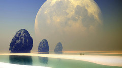 Water beach moon rocks