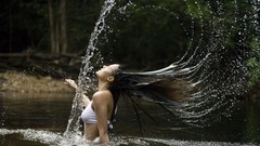 Water bikini long hair