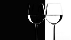 Water black and white wine glass minimalistic