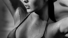 Water black and white woman Beaches bikini boobs bikini top 