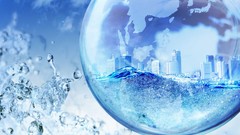 Water blue abstract bubbles water drops splashes buildings 